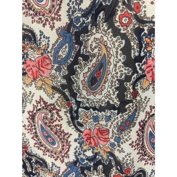 Amang NY Sheer Vibrant Paisley Print Boho Flowy Blouse - Picture 6 of 8
